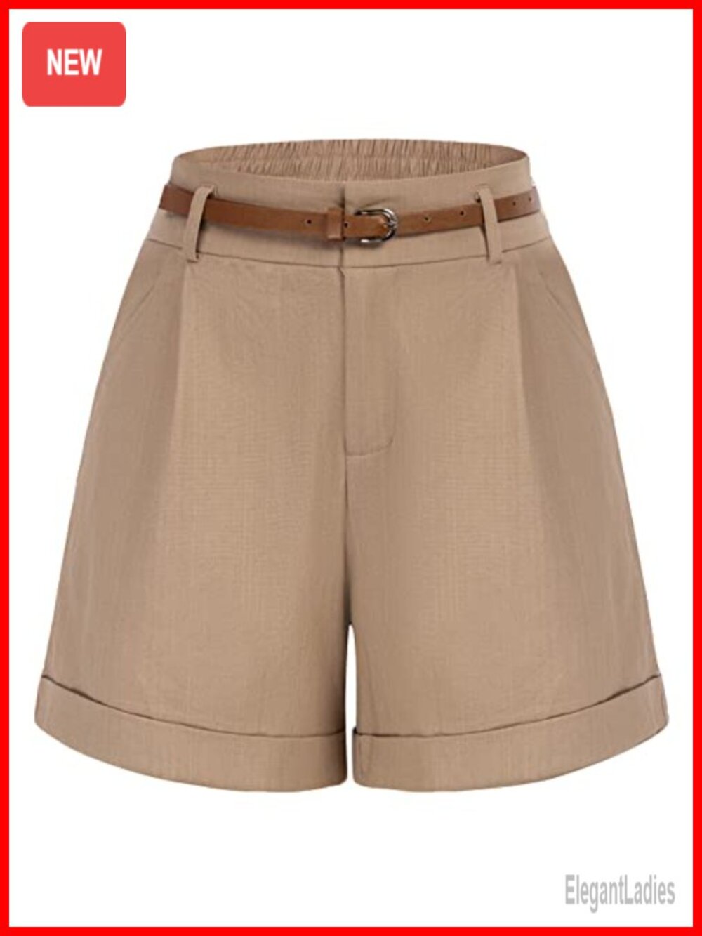 Women's Bermuda Shorts High Waisted Wide Leg Cotton Spandex Pockets Belt
